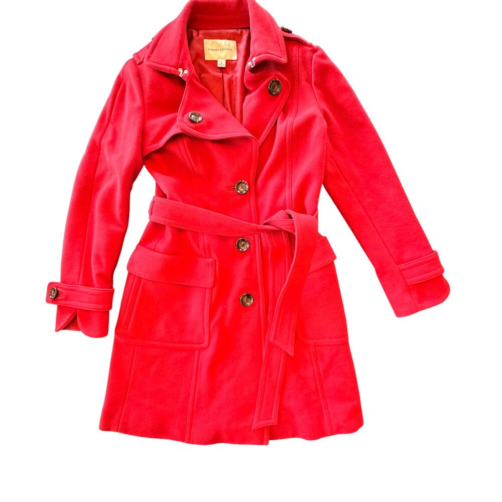 Banana Republic 76% Wool Trench Coat Ted Size Small Petite classic belted button